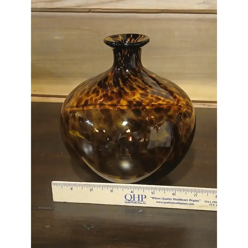 Vintage Tortoiseshell Blown Glass Vase 8
